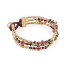 Carica l'immagine nel visualizzatore di Gallery, Bracciale in Metallo Dorato - Blu e Bordeaux (mod. 2)