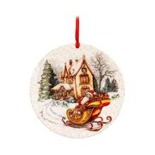 Carica l'immagine nel visualizzatore di Gallery, Decorazione natalizia rotonda 20 cm - Paesaggio con slitta
