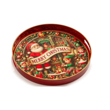 Carica l'immagine nel visualizzatore di Gallery, Vassoio natalizio rotondo con manici 35 cm - Babbo Natale
