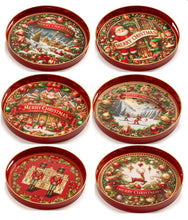 Carica l'immagine nel visualizzatore di Gallery, Set 6 vassoi natalizi rotondi con manici 35 cm - Lamart
