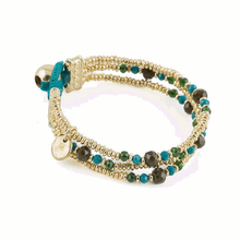 Carica l'immagine nel visualizzatore di Gallery, Bracciale in Metallo Dorato - Blu e Bordeaux (mod. 2)
